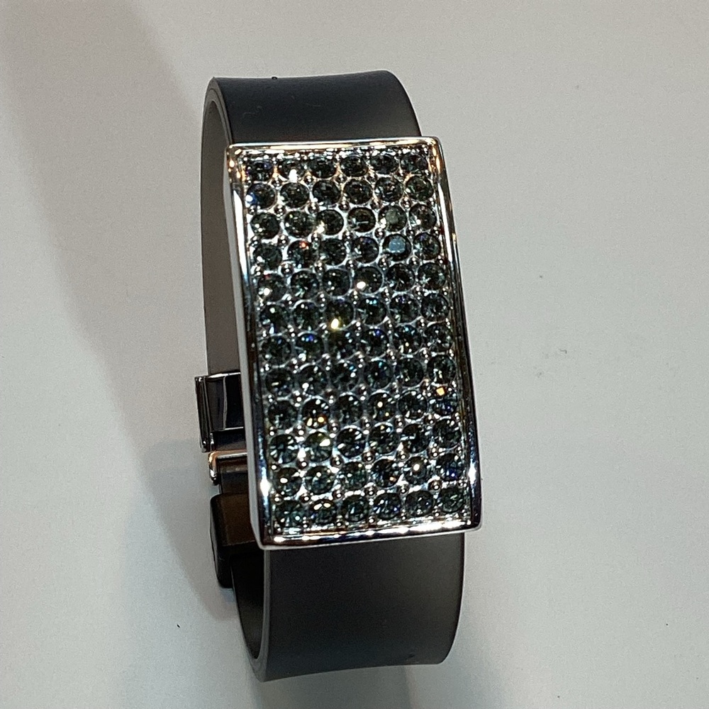 Swarovski, 72 crystals sparkle on rubberized bracelet band,stainless steel clasp